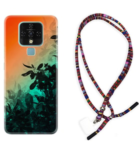 Tecno Camon 16 18P Pova Kılıf Boyun Asklı Rasta Silikon Güzel Çiçekler 1712