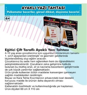 Yazı Tahtası Çift Taraflı Ayaklı Mıknatıslı Yazı Tahtası Seti 110 X 60