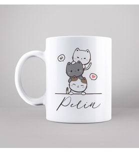 Kedi Tasarımlı Kupa Kişiye Özel