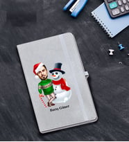 Kişiye Özel Yılbaşı Erkek Karikatürlü Gri Defter Model-13