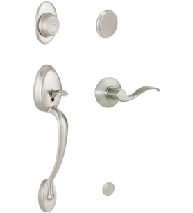 F93Ply619Acclh Plymouth Inactive Handleset With Kaza Left-Handed Kolu, Saten Nikel