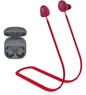 Samsung Galaxy Buds2 ile uyumlu/Galaxy Buds2 Pro ile uyumlu Yumuşak Güçlü Silikon Özel Kaymaz Tasarım Spor Kaybolmaya Karşı Kulaklık Aksesuarları Boyun ipi Kırmızı