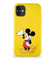 Apple iPhone 11 Soft Premier Kapak Mickey Mouse-C Tasarımlı Silikon Kılıf - Sarı (Şeffaf)