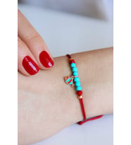 Gümüş Balık Motifli Taşlı Makrome Bileklik - B078801