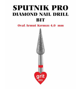 Elmas Oval Armut Freze Kırmızı Çap 4,0mm
