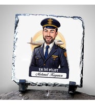 Kişiye Özel Hediye Karikatürlü En İyi Erkek Pilot Dekoratif Taş