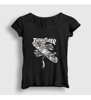 Presmono Kadın Siyah Love Affair Thrasher T-Shirt 279883tt