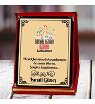 Sosyal Hizmet Uzmanı Baskılı Plaket (1. Tasarım)  Kişiye Özel (Kırmızı)