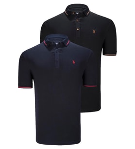 İKİLİ SET T8586 DEWBERRY ERKEK T-SHIRT-SİYAH-LACİVERT