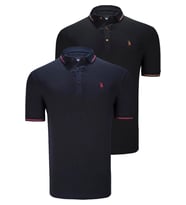 İKİLİ SET T8586 DEWBERRY ERKEK T-SHIRT-SİYAH-LACİVERT