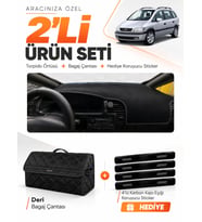 OPEL ZAFİRA (1999-2003) Uyumlu Torpido Örtüsü + Deri Bagaj Çantası + Sticker Seti - Siyah