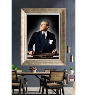 Gümüş Çerçeveli Atatürk Tablo za347