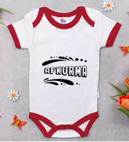 BK Kids Afkurma Tasarımlı Kırmızı Bebek Body Zıbın-1