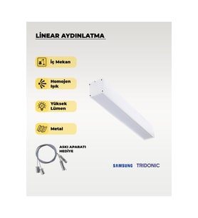 120 cm Beyaz Metal Kasa Lineer Aydınlatma 6500K (Beyaz Işık)