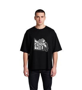 Erkek Oversize Motorsiklet Yarışları Vintage Baskılı Tişört Retro Grafik Tasarım Rahat Kesim Günlük