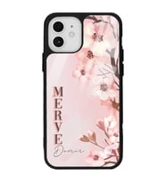 iPhone 12 - 12 Pro Uyumlu Dikey Sakura Tasarımlı Glossy Telefon Kılıfı