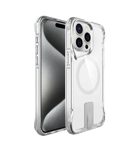 Vendas iPhone 15 Pro Uyumlu Kılıf Magsafe Şarj Özellikli Zore T-Max Standlı Kapak (Renksiz)