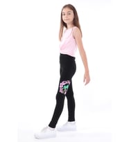 Toontoy Kız Çocuk Baskılı Tayt (Siyah)