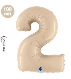 2 Rakam Folyo Balon Krem Satin 40Inc 100cm