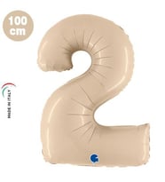 2 Rakam Folyo Balon Krem Satin 40Inc 100cm