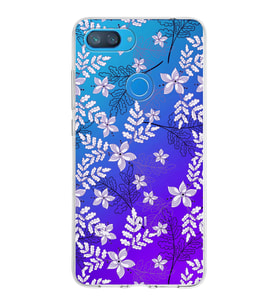 Xiaomi Mi 8 Lite Uyumlu Kapak Floral Lila Tasarımlı Şeffaf Silikon Kılıf