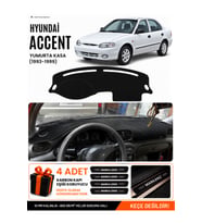 HYUNDAİ ACCENT YUMURTA KASA (1993-1999) Uyumlu Torpido Örtüsü Torpido Kılıfı - Siyah