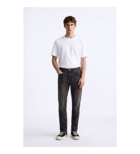 Erkek Slim Fit Düz Kesim Dar Paça Antrasit Jean Pantolon