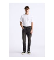 Erkek Slim Fit Düz Kesim Dar Paça Antrasit Jean Pantolon
