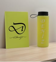 BK Gift Kişiye Özel İsimli Sarı Defter ve Matara Hediye Seti-2, Sevgiliye Hediye, Arkadaşa Hediye, Yeni İş Hediyesi