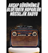 Nostaljik Görünümlü Ahşap Radyo TF SD USB Girişli Led Fener LED'li
