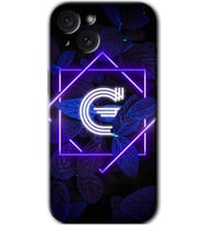 İphone 15 Kılıf HD Desen Baskılı Kılıf - Dark Neon Yaprak G Harfi