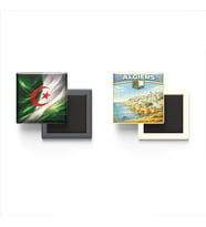 Buzdolap Magnetleri - Cezayir Bayrağı ve Cezayir Retro Tema - 2'li Set Magneti