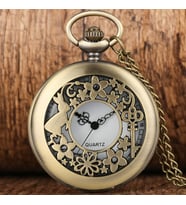 Kişiye Özel Retro Alice Harikalar Diyarında Kabartmalı Quartz Köstekli Kolye Saat