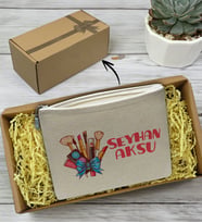 BK Gift Kişiye Özel İsimli Keten Makyaj Çantası-5, Anneler Günü Hediyesi, Doğum Günü Hediyesi, Sevgiliye Hediye