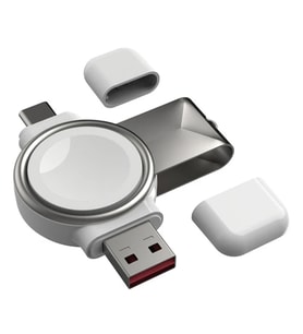 ALLY Apple iWatch İçin Taşınabilir 2 in 1 USB + Type-C Şarj Standı-(5775) - EEEEEE9255-8045