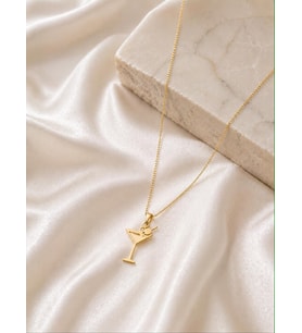 Kişiye Özel 925 Ayar Gümüş Minimalist Martini Kolye (Gold)