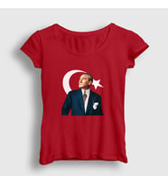 Presmono Kadın Kırmızı 19 Mayıs 29 Ekim 23 Nisan Bayrak Atatürk T-Shirt 501413tt