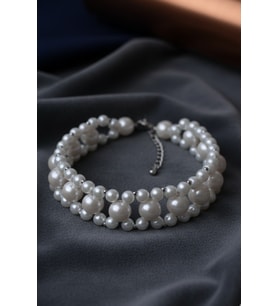 Pearl Collar Tasma Necklace (Beyaz)
