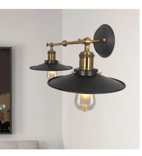 RİOLİGHT RETRO İKİLİ METAL APLİK ŞAPKA ÇAPI: 23CM (Siyah - Beyaz)