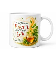 Enerji Çayı Temalı Baskılı Kupa Bardak Hediye Özel Tasarım Porselen Mug