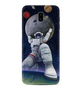 Samsung J6 Plus J7 Prime J7 Pro M20 Kılıf Desenli Silikon Astronot ve Dünya 1759