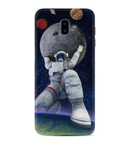 Samsung J6 Plus J7 Prime J7 Pro M20 Kılıf Desenli Silikon Astronot ve Dünya 1759