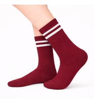 Çift Beyaz şeritli Bordo Unisex Tenis Çorap