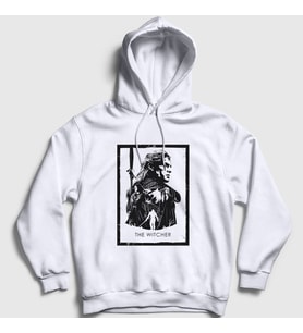 Presmono Unisex Beyaz Poster Dizi Witcher Kapüşonlu Sweatshirt 325617tt