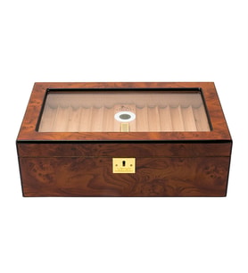 Lubinski Yeni Cedar Camlı Tepsili Puro Kutusu Humidor Kahve 60s LB-031