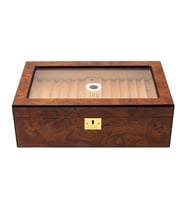 Lubinski Yeni Cedar Camlı Tepsili Puro Kutusu Humidor Kahve 60s LB-031