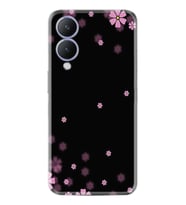 Vivo Y17S Kılıf Resimli Desenli Baskılı Silikon Black flowers 1391