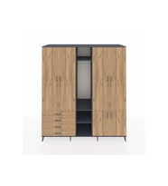 Kronos Dolap 14 Raflı 4 Çekmeceli Tek Askılı 220x59x243 Antrasit-Çam/Çam