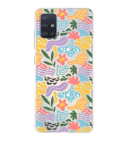 Samsung Galaxy A51 ile Uyumlu 1mm Kapak Memphis Desen Tasarımlı Şeffaf Silikon Kılıf
