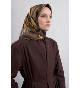 Armine Tivil Saf İpek Eşarp 9406 - 82 Sarı Karışık Desen